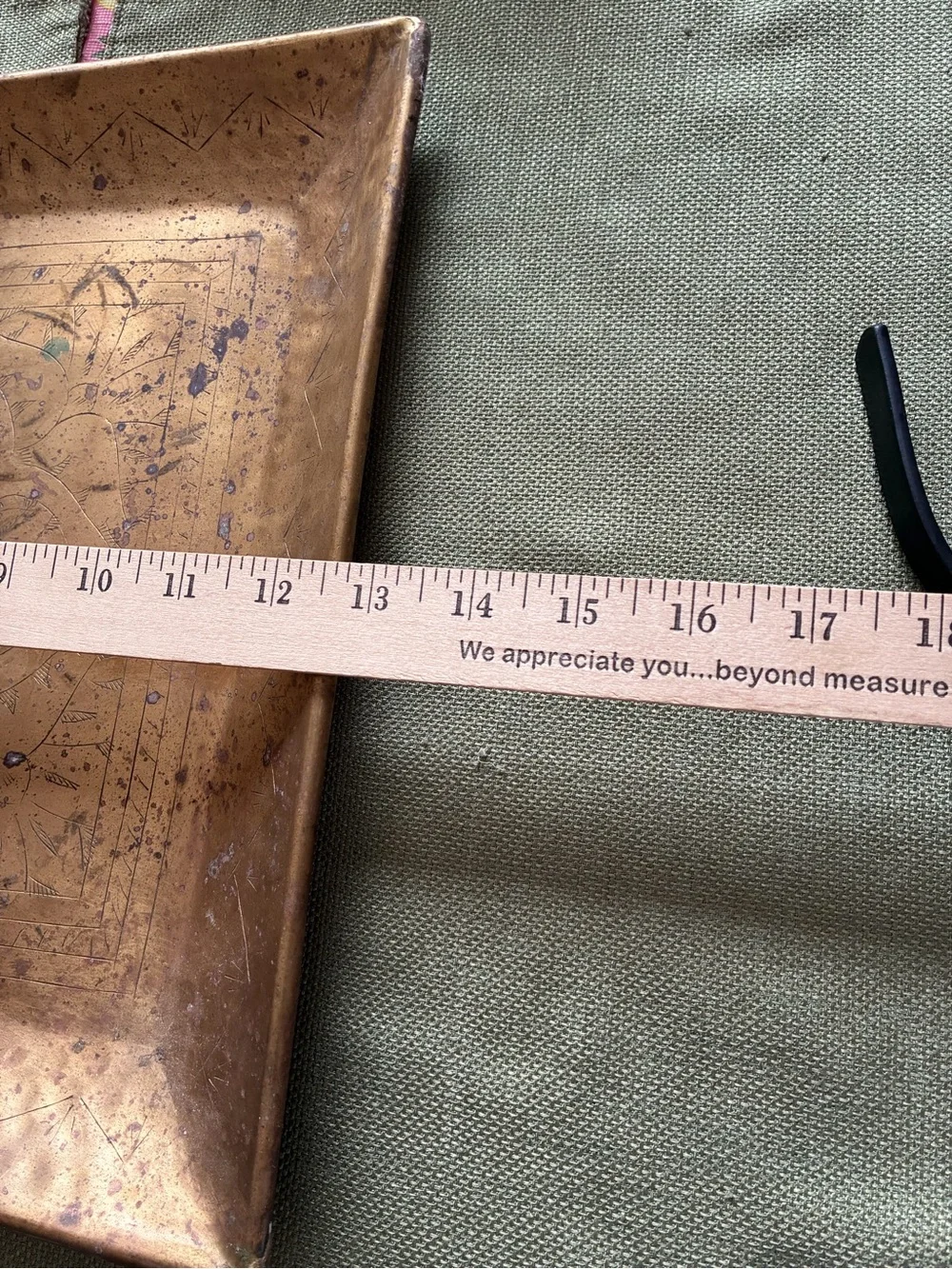 Antique-Style Gold Metal Square Serving Tray